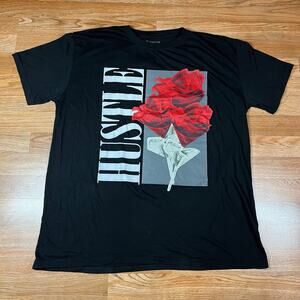 RGSTR Hustle Rose Black T Shirt Mens Sz‎ XL Preowned